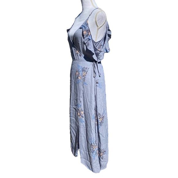 ASTR Gwyn Maxi Wrap Dress Blue Floral Women's Large ACDR94222 - Picture 5 of 15